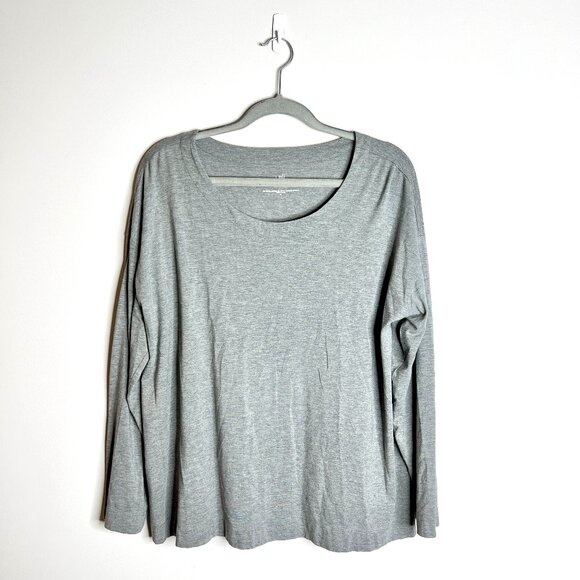 J. Jill Luxe Supima Relaxed Tee Supima Cotton Modal Basic Minimalist Gray Sz XL - Picture 1 of 3